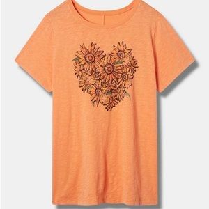 Torrid Sunflower Heart Vintage Cotton Slub Crew Neck Tee Size 00